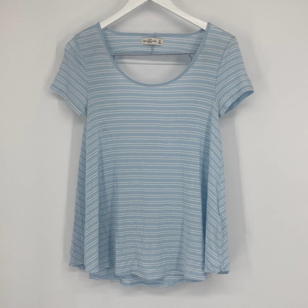 Abercrombie & Fitch Top Womens Short Sleeve Striped Cutout Back T-Shirt Blue XS